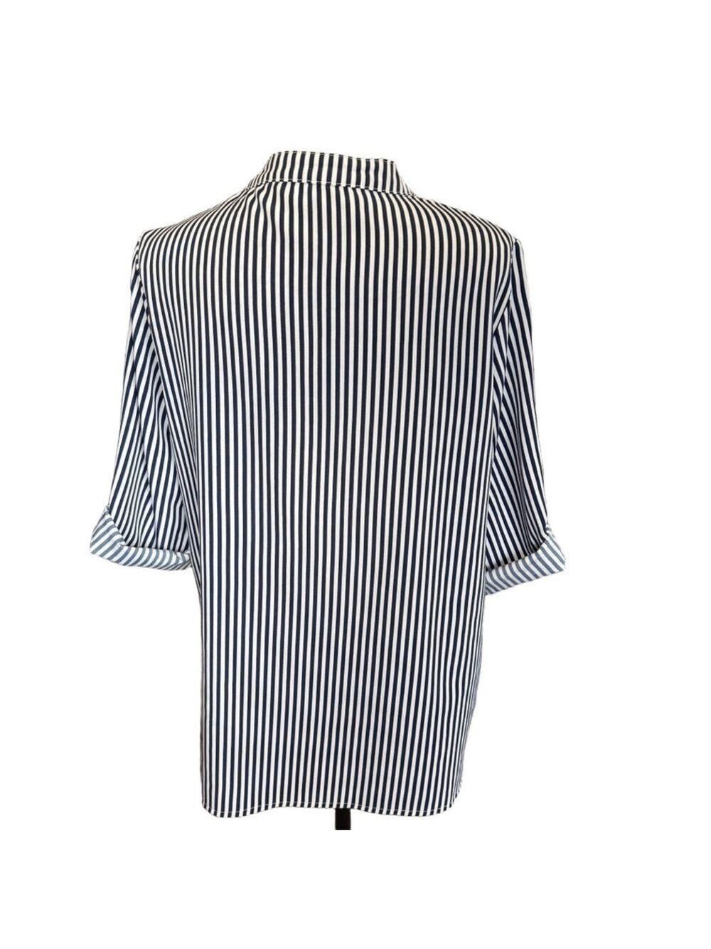 SHEIN👚 Striped Blouse Duo/Set — Navy🤍 & Rust🖤 — Size M Workwear Tops✨ - Picture 5 of 13